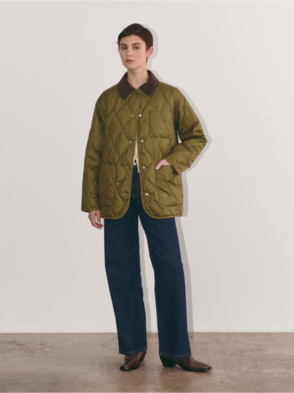 Everlane Olive Quilted Ranch Jacket